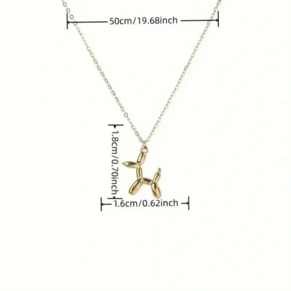 Gold Tone Balloon Dog Necklace Trendy Pendant Jewelry NWOT